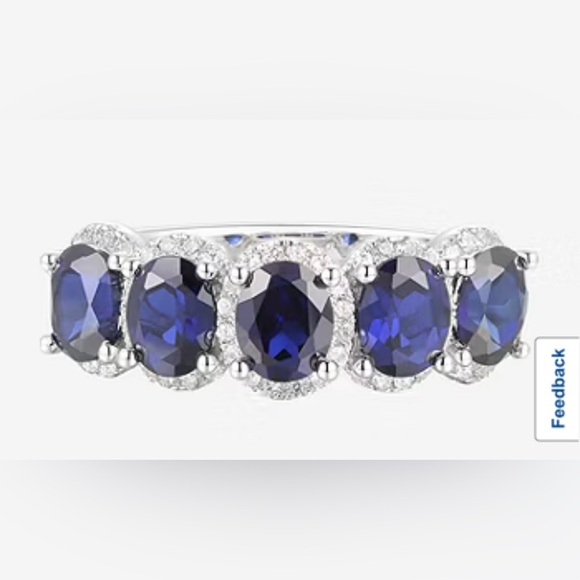 Lab Created Blue Sapphire Sterling Silver 5-Stone
Band - Picture 6 of 9